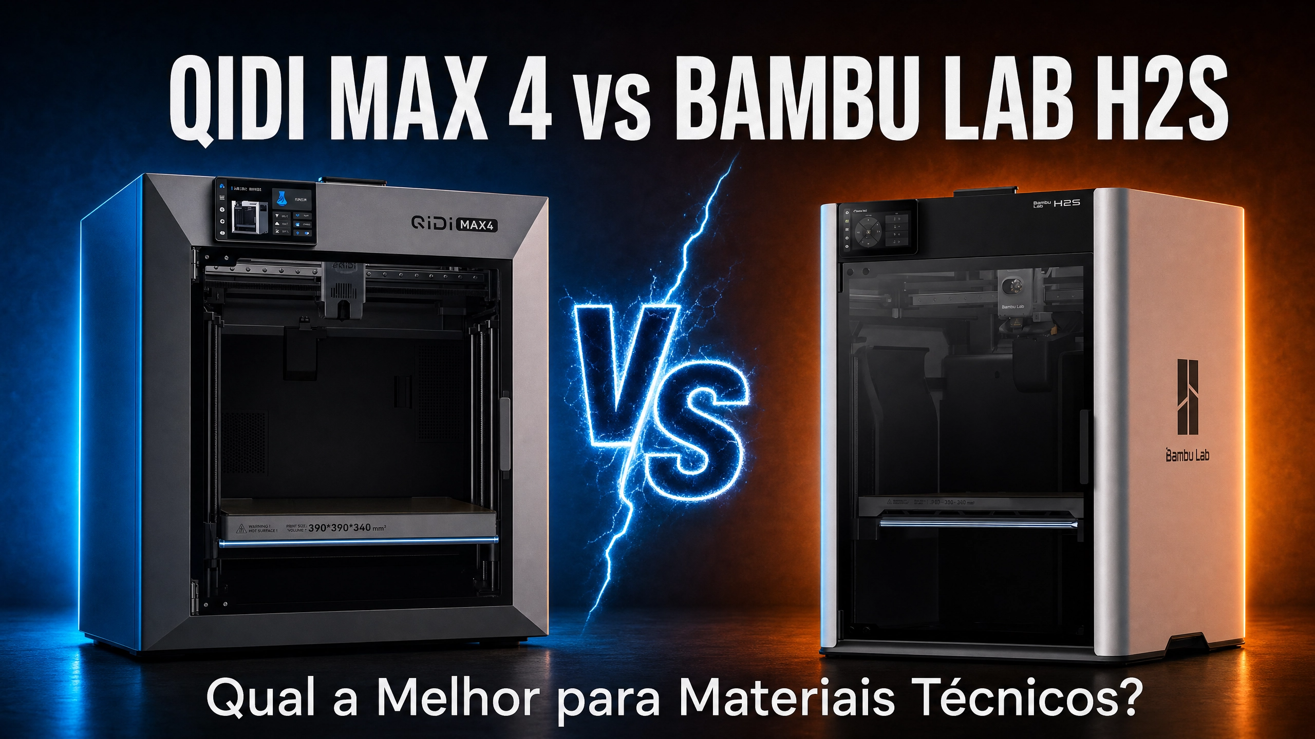 QIDI Max 4 vs Bambu Lab H2S: A Melhor Impressora 3D para Materiais Técnicos?