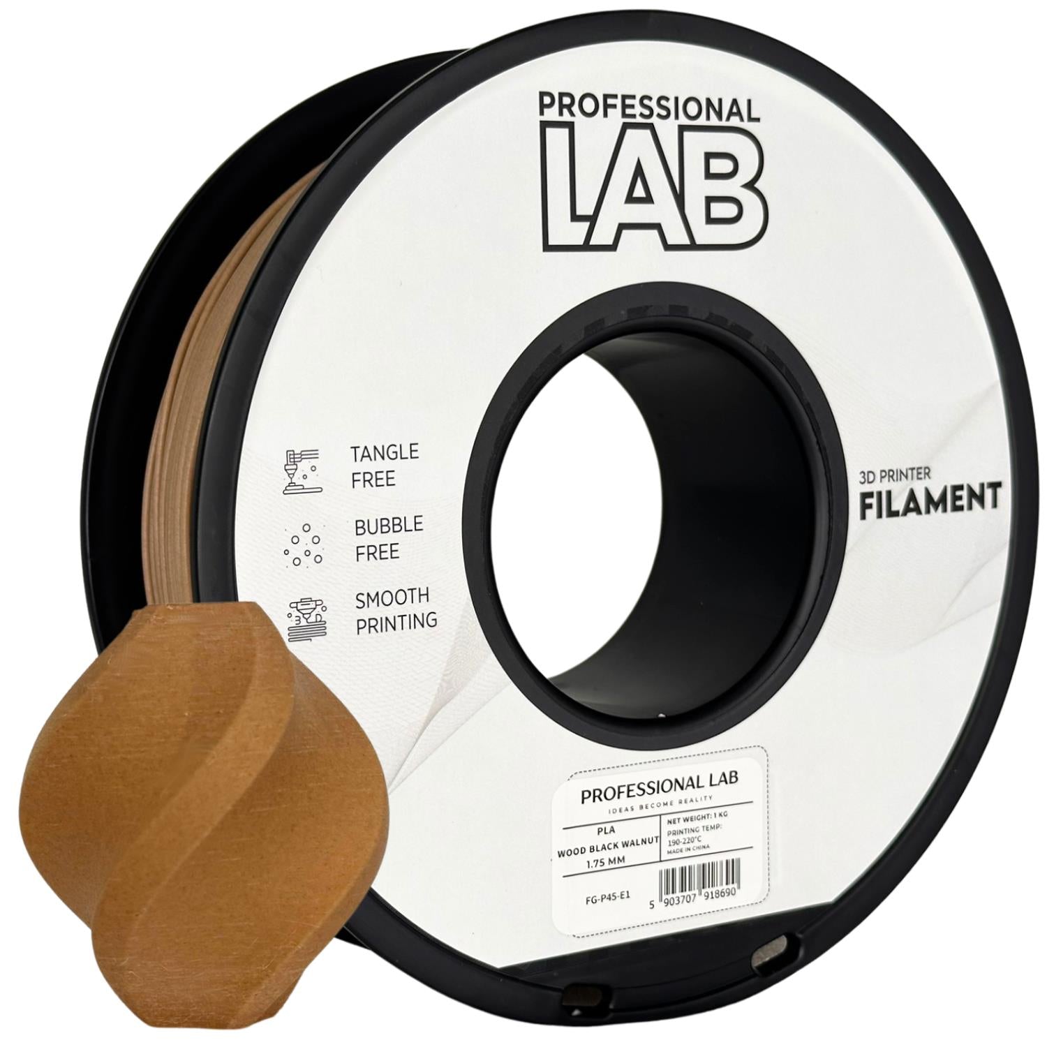 PLA WOOD Profissional Lab - Diâmetro 1,75mm Bobine 1kg