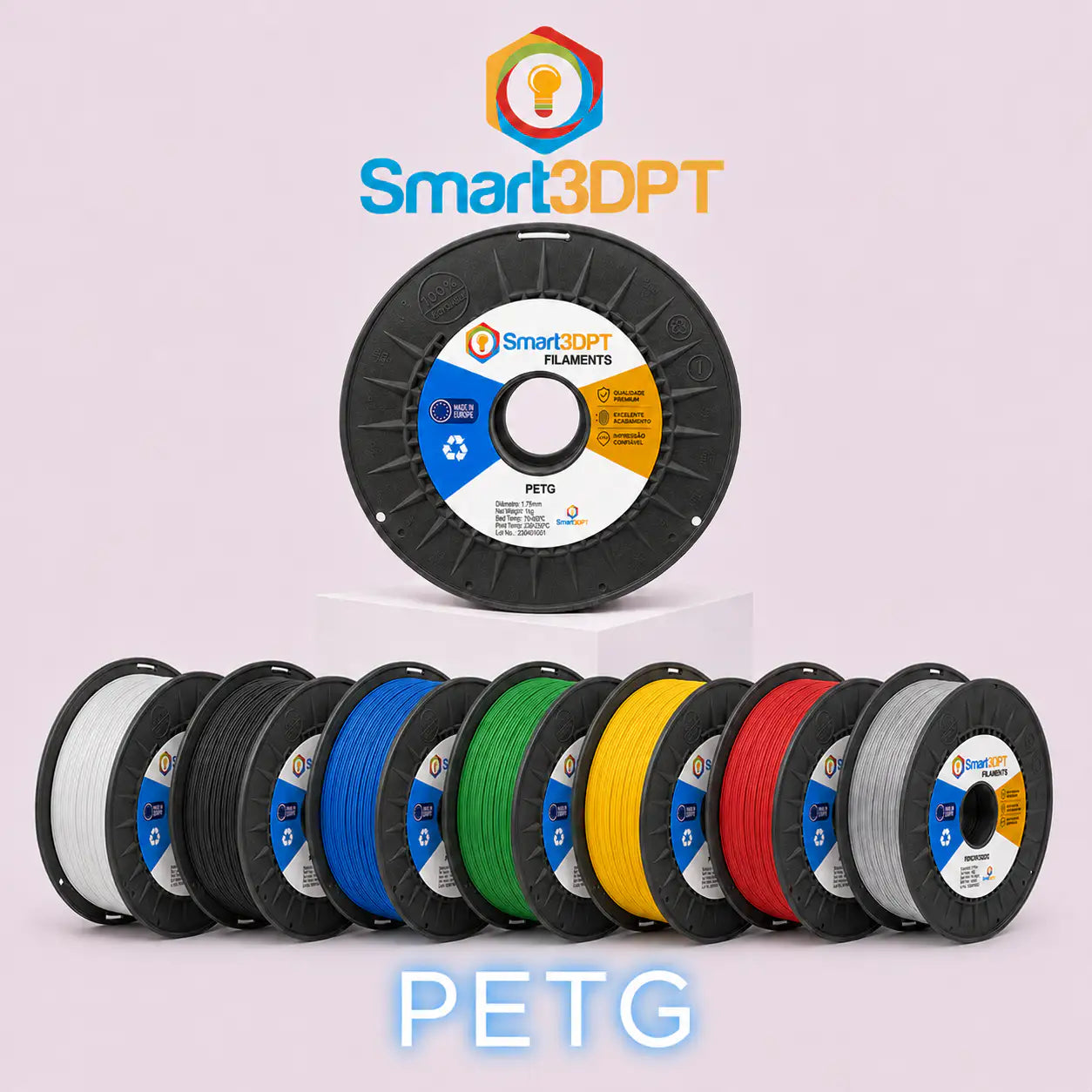 PETG - Smart3DPT - Diâmetro 1,75mm Bobine 1kg  Filamento