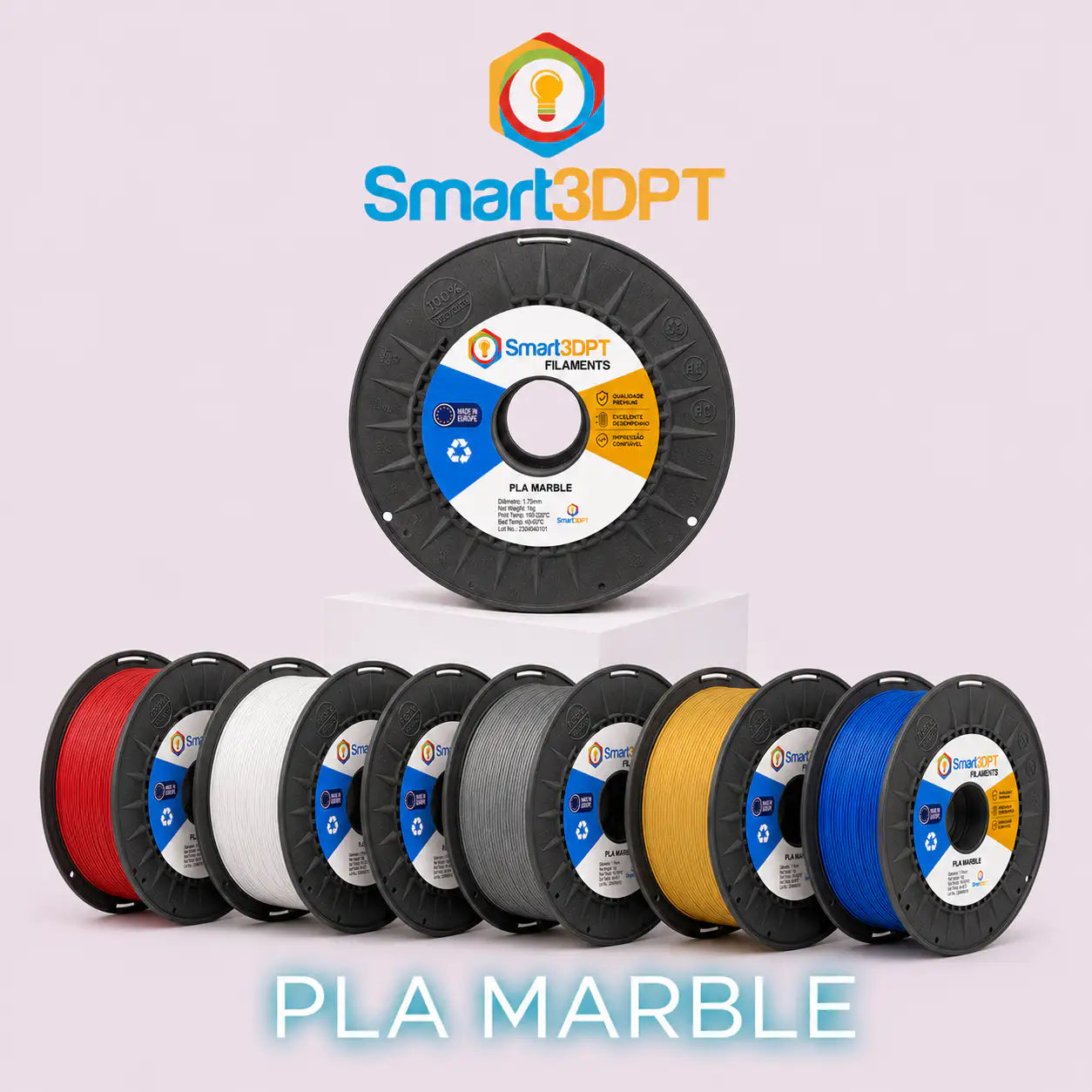 PLA MARBLE Smart3DPT - Diâmetro 1,75mm Bobine 1kg  Filamento