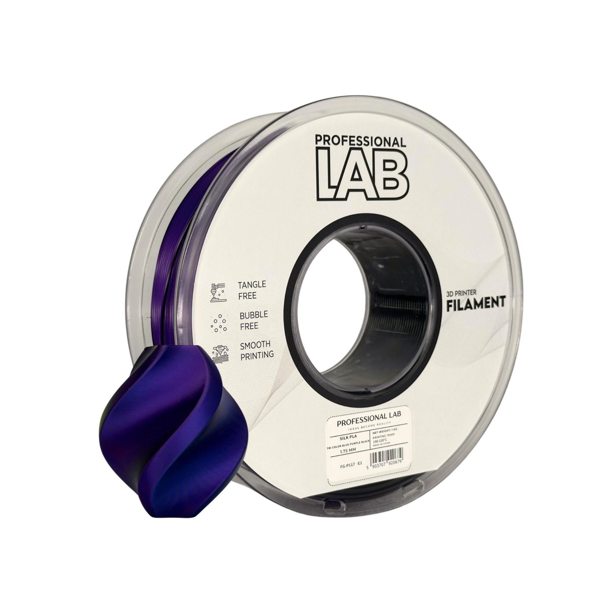 PLA SILK TRICOLOR Profissional Lab - Diâmetro 1,75mm Bobine 1kg