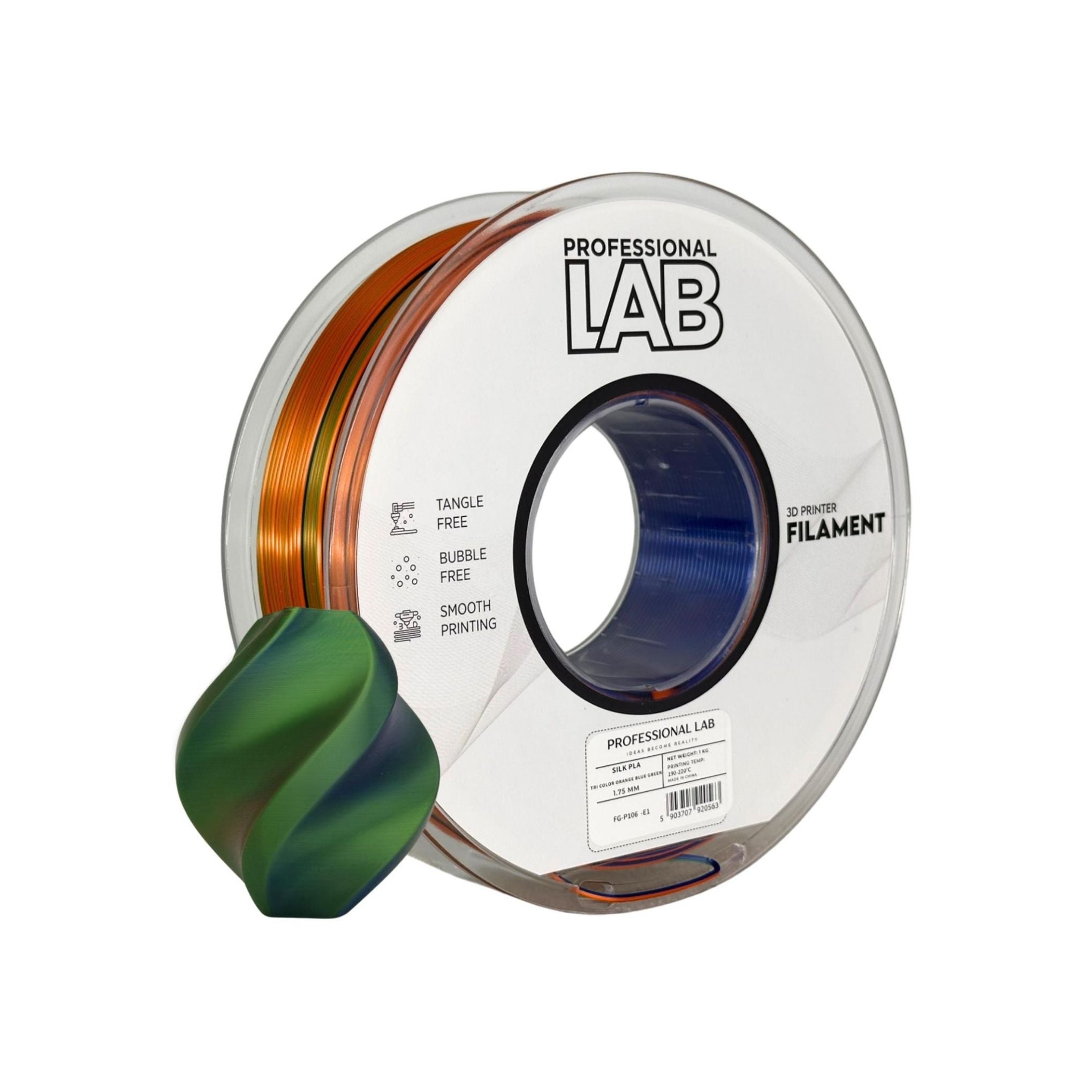 PLA SILK TRICOLOR Profissional Lab - Diâmetro 1,75mm Bobine 1kg