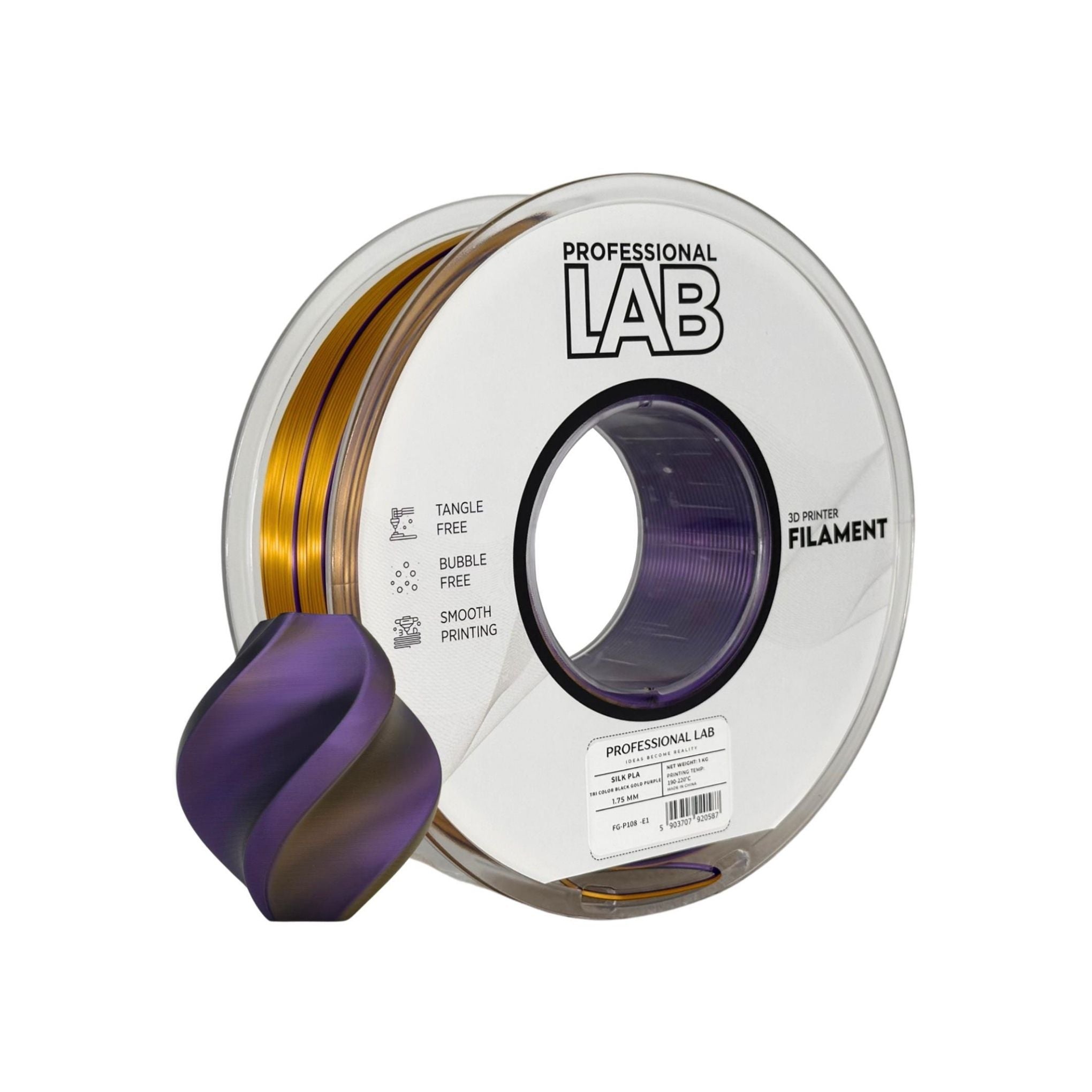 PLA SILK TRICOLOR Profissional Lab - Diâmetro 1,75mm Bobine 1kg