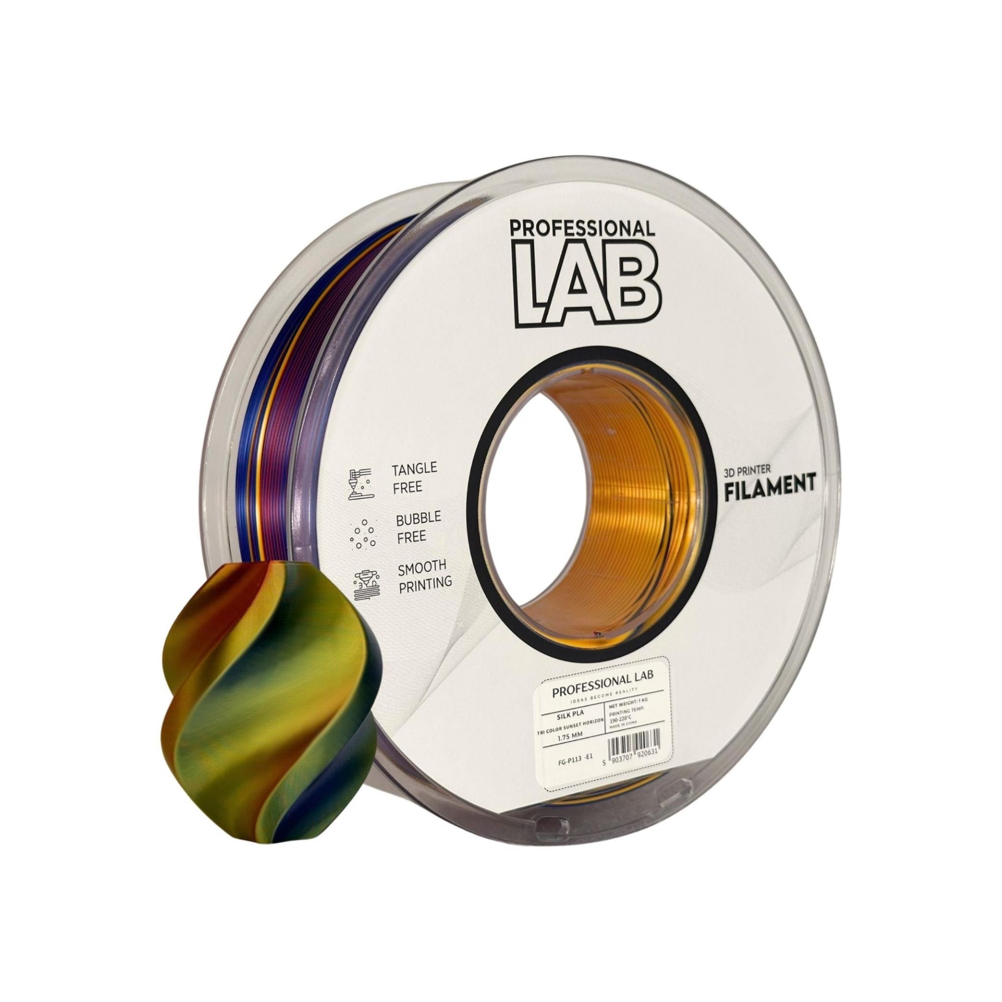 PLA SILK TRICOLOR Profissional Lab - Diâmetro 1,75mm Bobine 1kg
