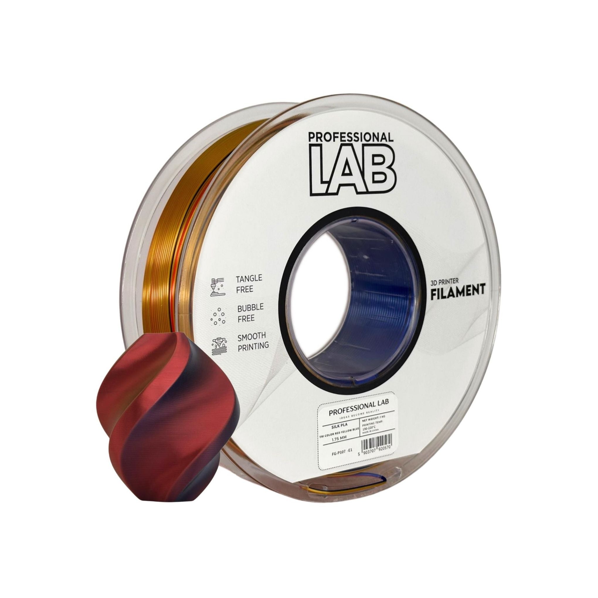 PLA SILK TRICOLOR Profissional Lab - Diâmetro 1,75mm Bobine 1kg