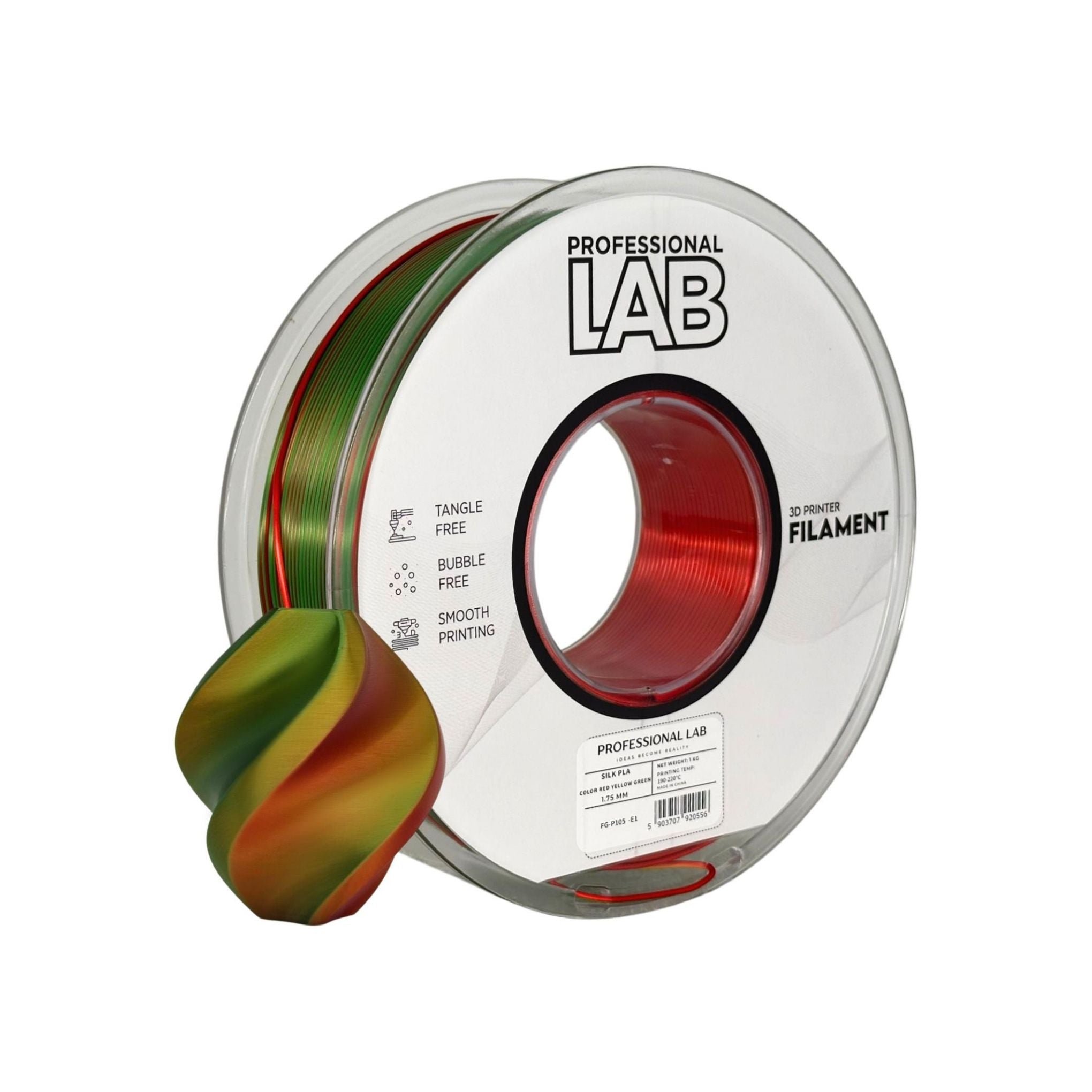 PLA SILK TRICOLOR Profissional Lab - Diâmetro 1,75mm Bobine 1kg