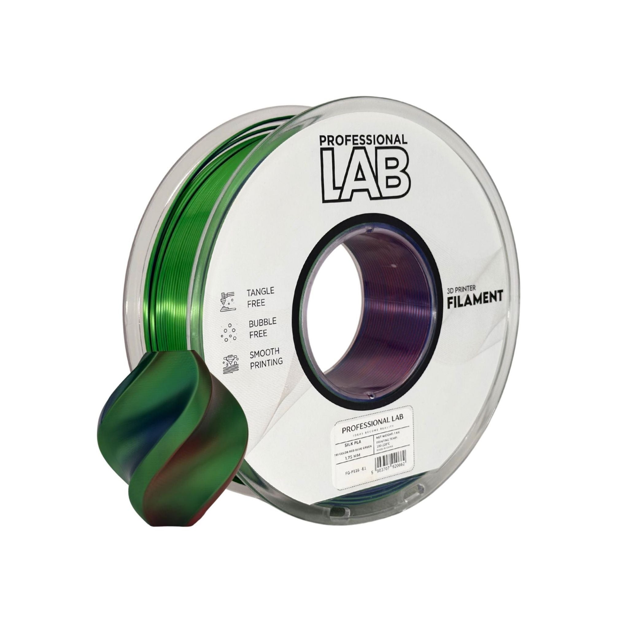 PLA SILK TRICOLOR Profissional Lab - Diâmetro 1,75mm Bobine 1kg