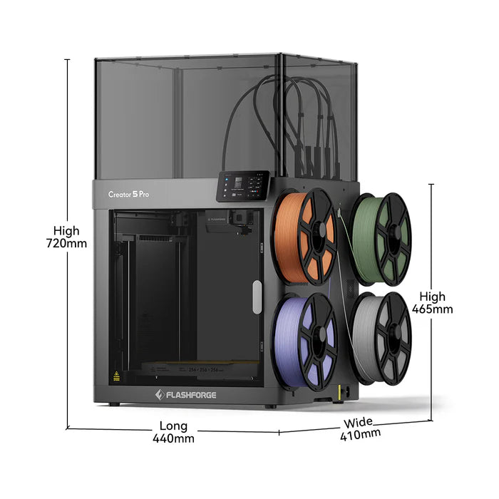 Flashforge Creator 5 Pro impressora 3D câmara fechada 4 cabeças FlashSwap