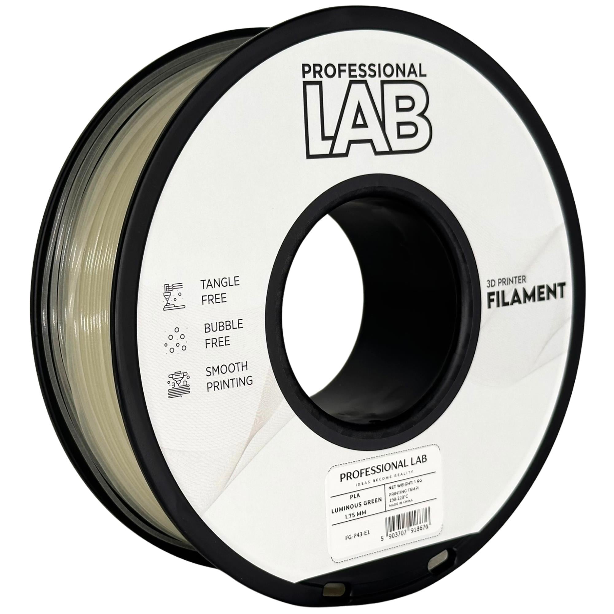 PLA LUMINOUS Profissional Lab - Diâmetro 1,75mm Bobine 1kg