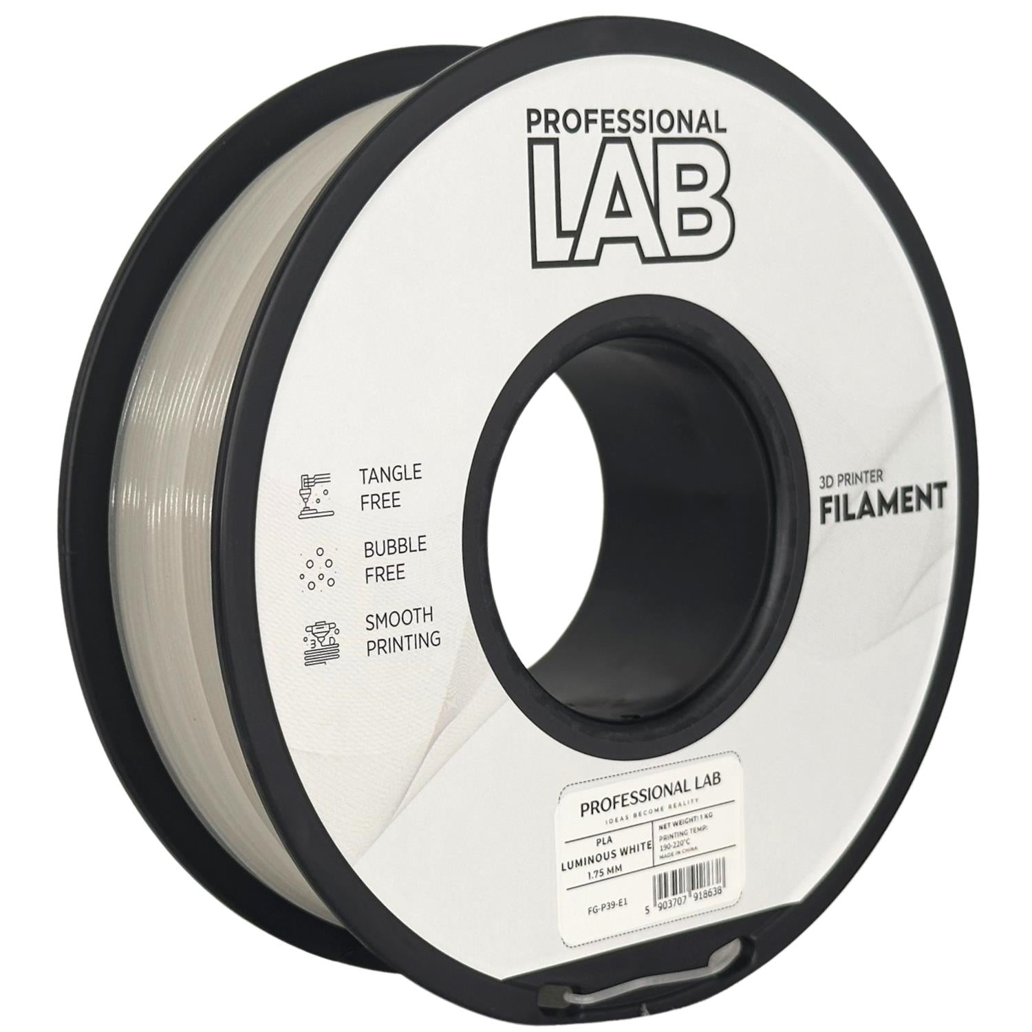 PLA LUMINOUS Profissional Lab - Diâmetro 1,75mm Bobine 1kg