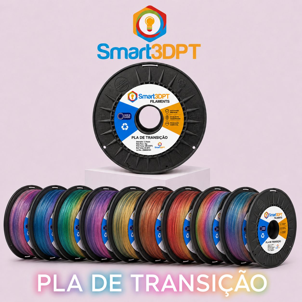 PLA TRANSIÇÃO  Smart3DPT - Diâmetro 1,75mm Bobine 1kg